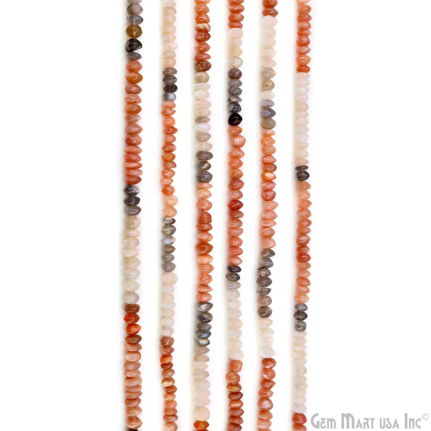 Multi Moonstone Smooth Round Drilled Beads 4-6mm Waist Beads, Rondelle Bead Strand 13 Inch