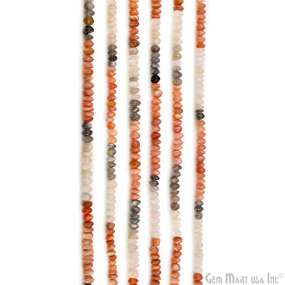 Multi Moonstone Smooth Round Drilled Beads 4-6mm Waist Beads, Rondelle Bead Strand 13 Inch