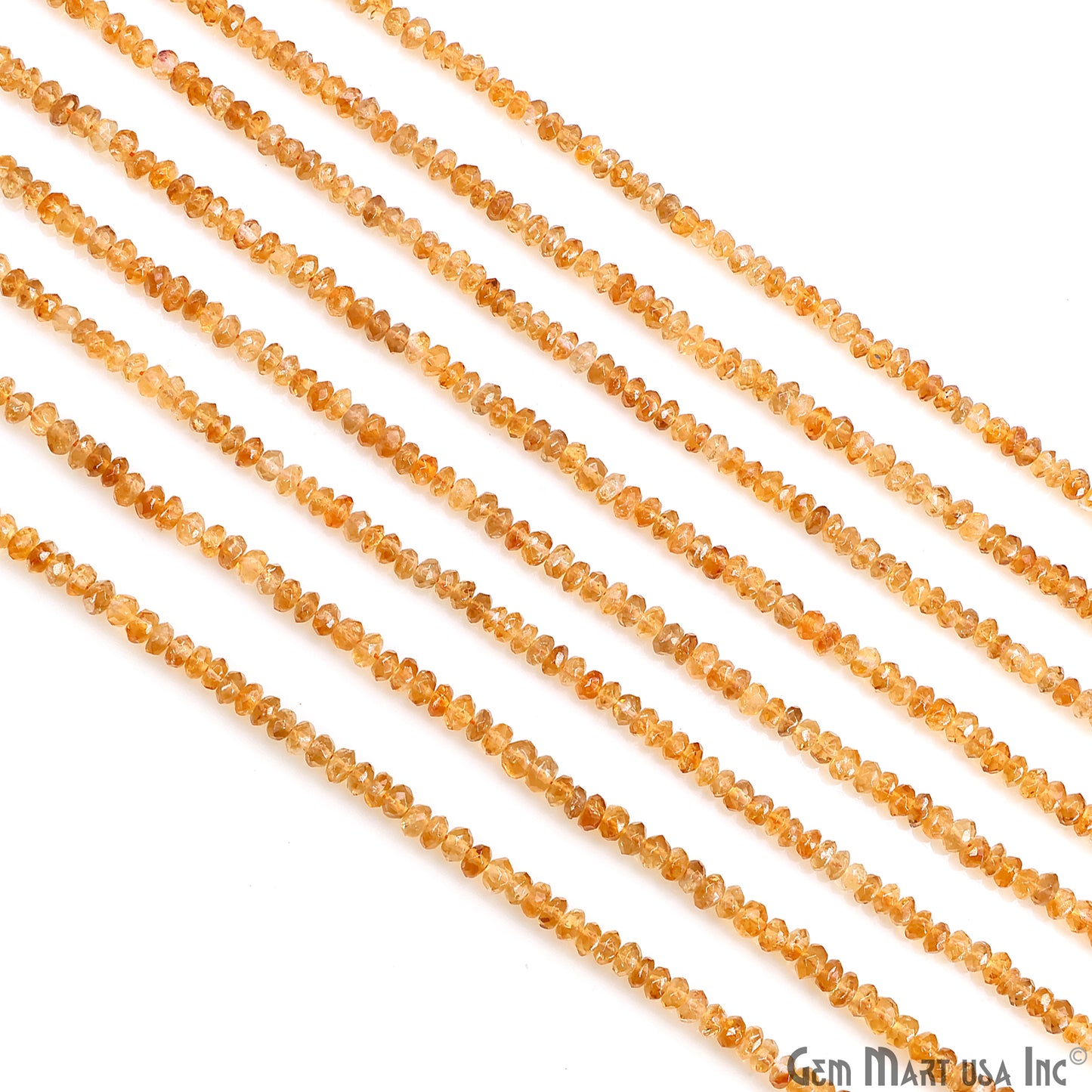 Citrine Faceted Round Drilled Beads 3-4mm Waist Beads, Rondelle Bead Strand 14 Inch