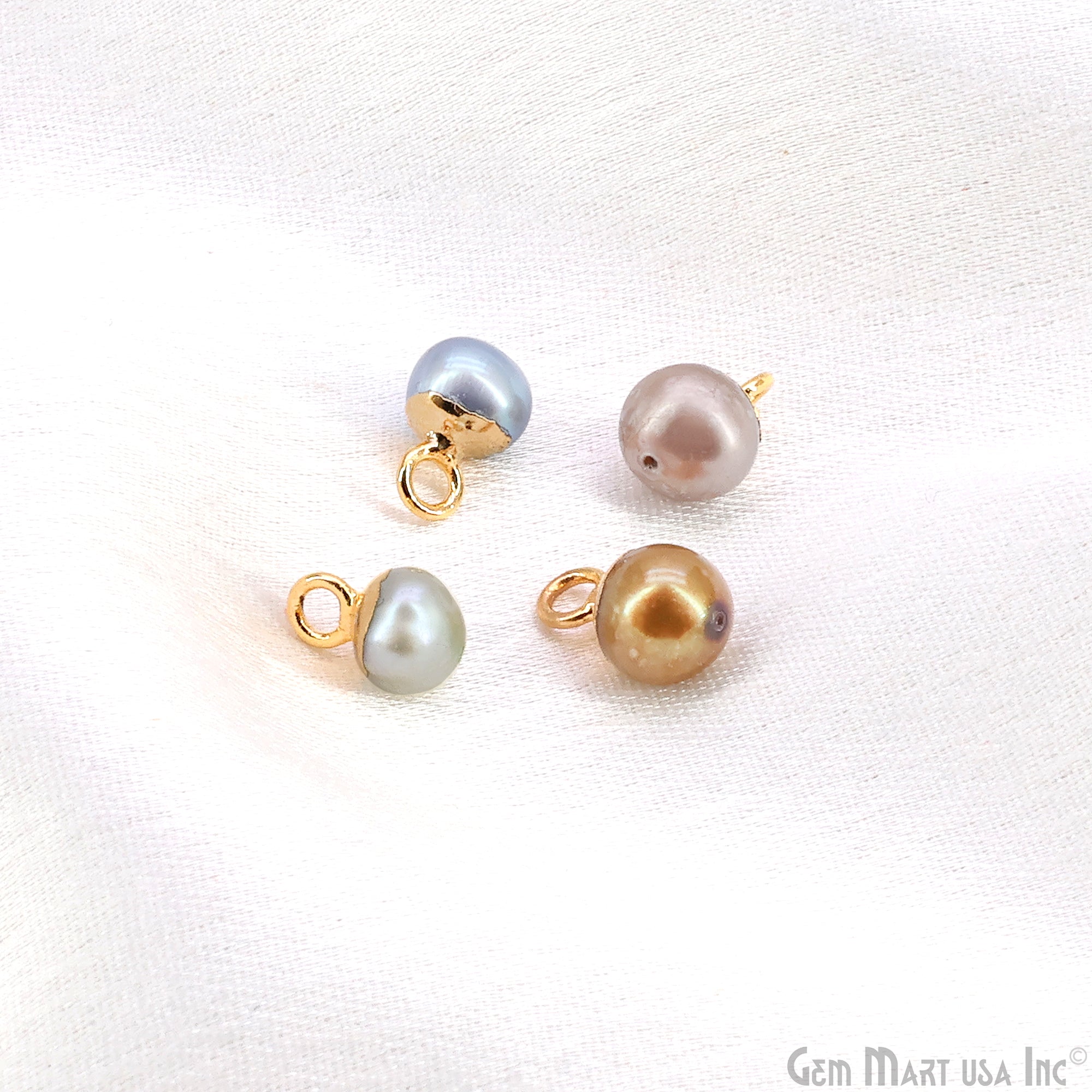 Pearl Freeform Cabochon Charm With Gold Electroplated Cap Single Bail ...