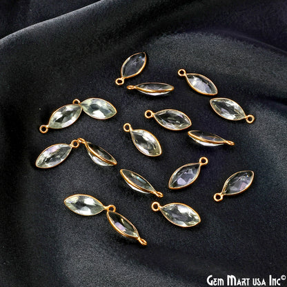 Marquise 7x14mm Brilliant Cut Gold Plated Bezel Single Bail Connector