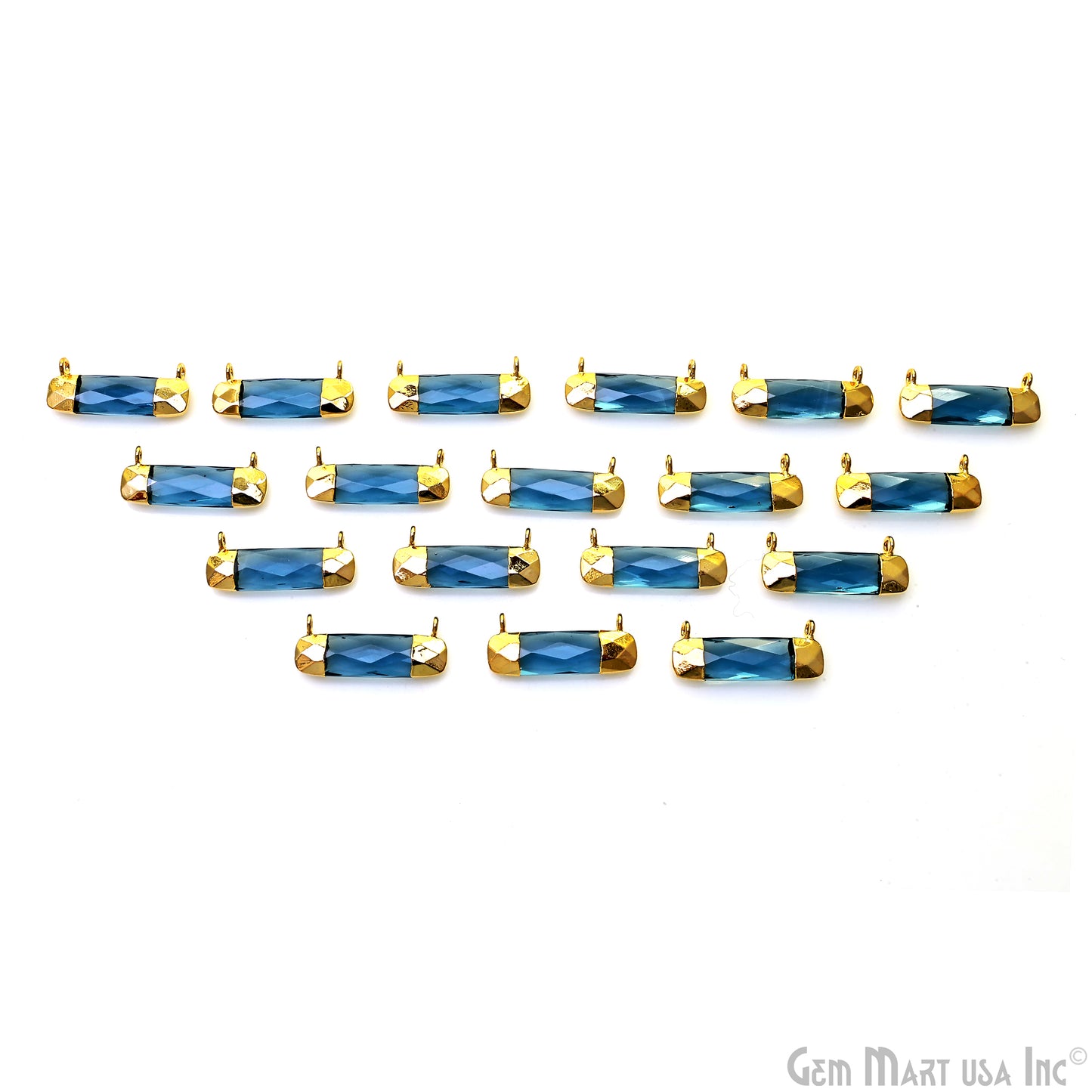 Iolite Rectangle 28x12mm Gold Electroplated Cat Bail Connector