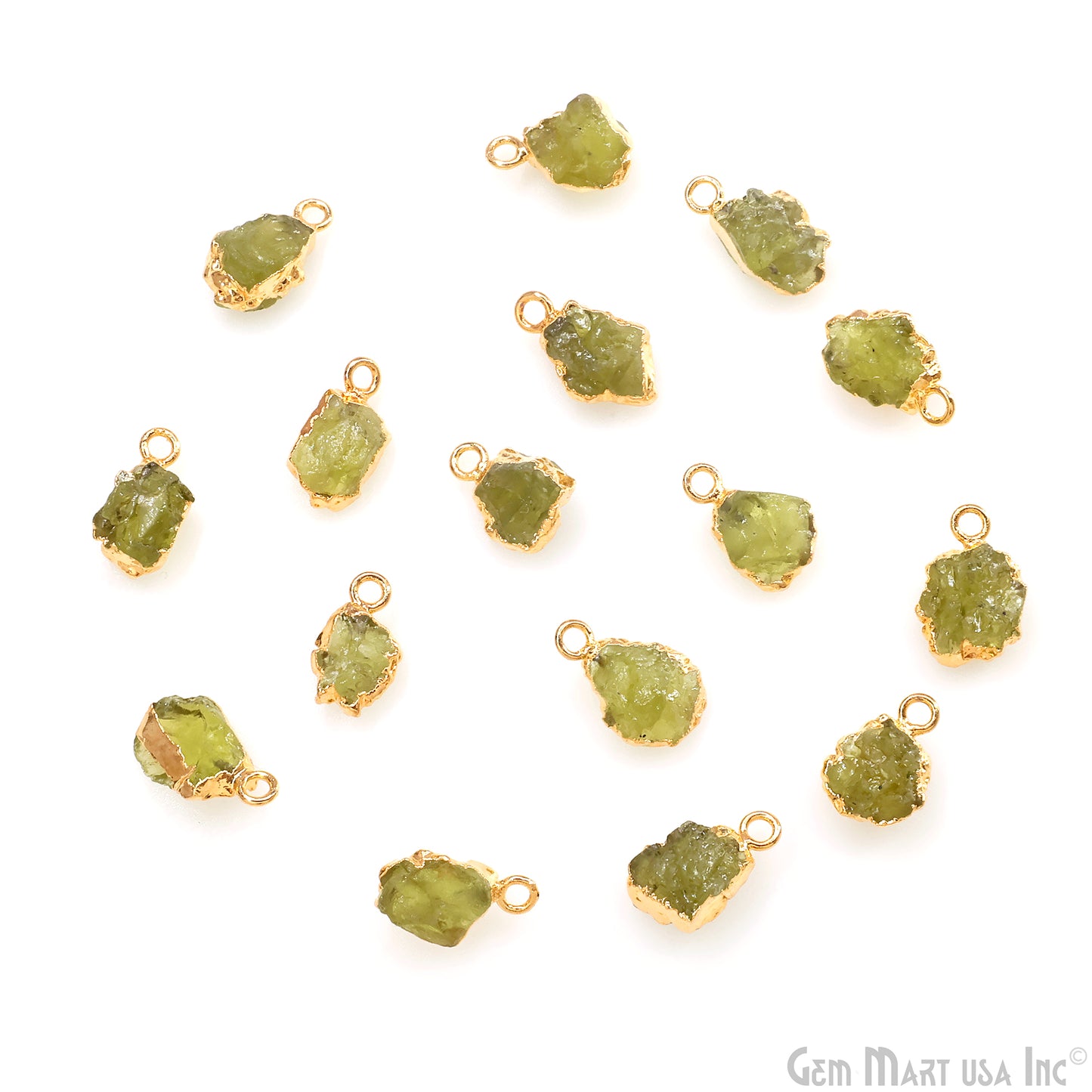 Organic Rough Gold Electroplated 13x7mm Single Bail Gemstone Charm Crystal Pendant