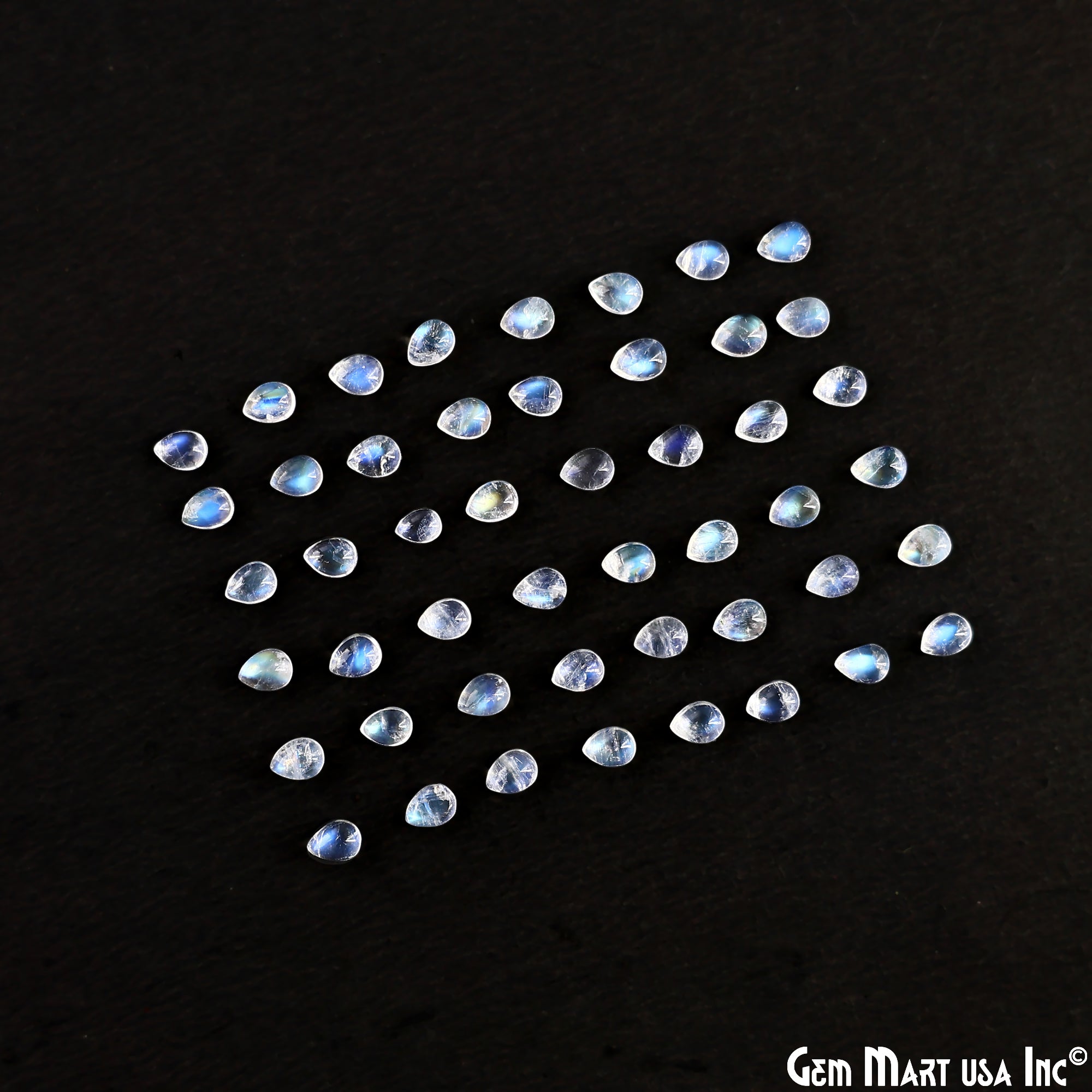 5Ct Rainbow Moonstone Pears Cabochon AAA+ Quality Blue Flash Tiny Gems 3x4mm