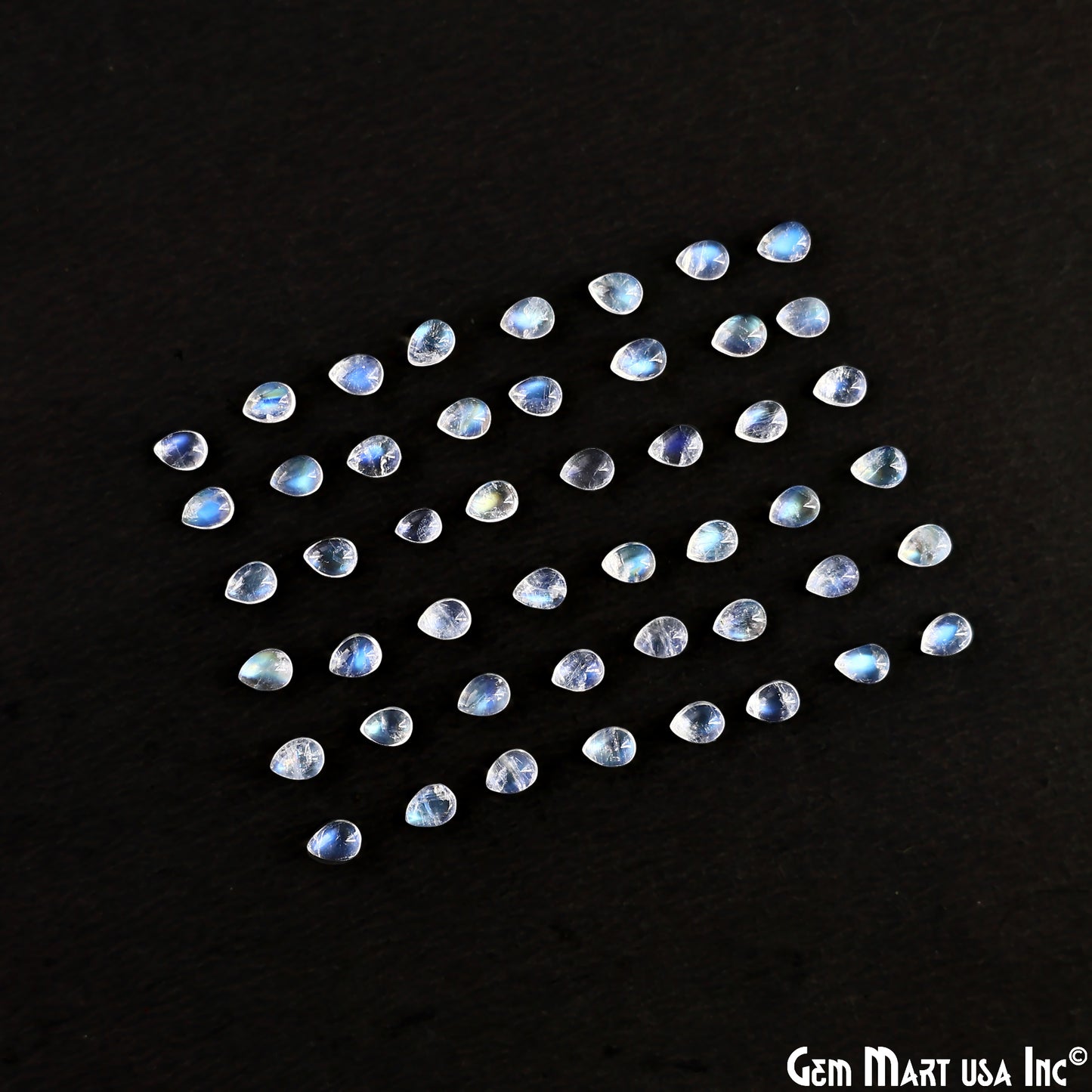 Rainbow Moonstone Pears Cabochon, 3x4mm, 5 Carats, 100% Natural Cabochon Loose Gems, Wholesale Gemstones