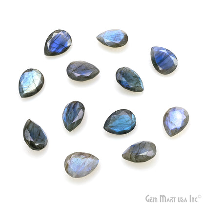 Labradorite Wholesale Gemstones, 100% Natural Semi-Precious Gems, Blue Flash Faceted Loose Gems, 13x18mm, Pears, 2PC Lot