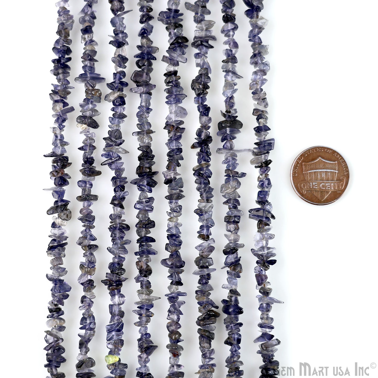 Iolite Chip Beads, 34 Inch, Natural Chip Strands, Drilled Strung Nugget Beads, 3-7mm, Polished, GemMartUSA (CHIO-70001)