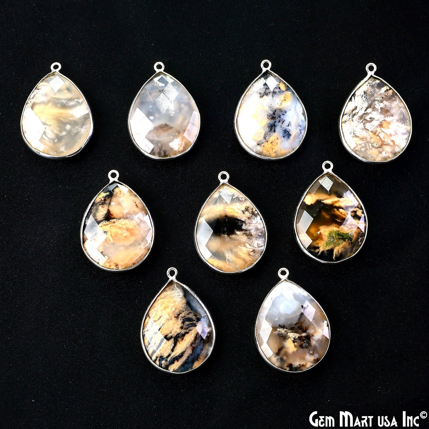 Pears 25x20mm Single Bail Silver Plated Gemstone Bezel Connector