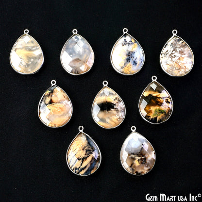 Pears 25x20mm Single Bail Silver Plated Gemstone Bezel Connector