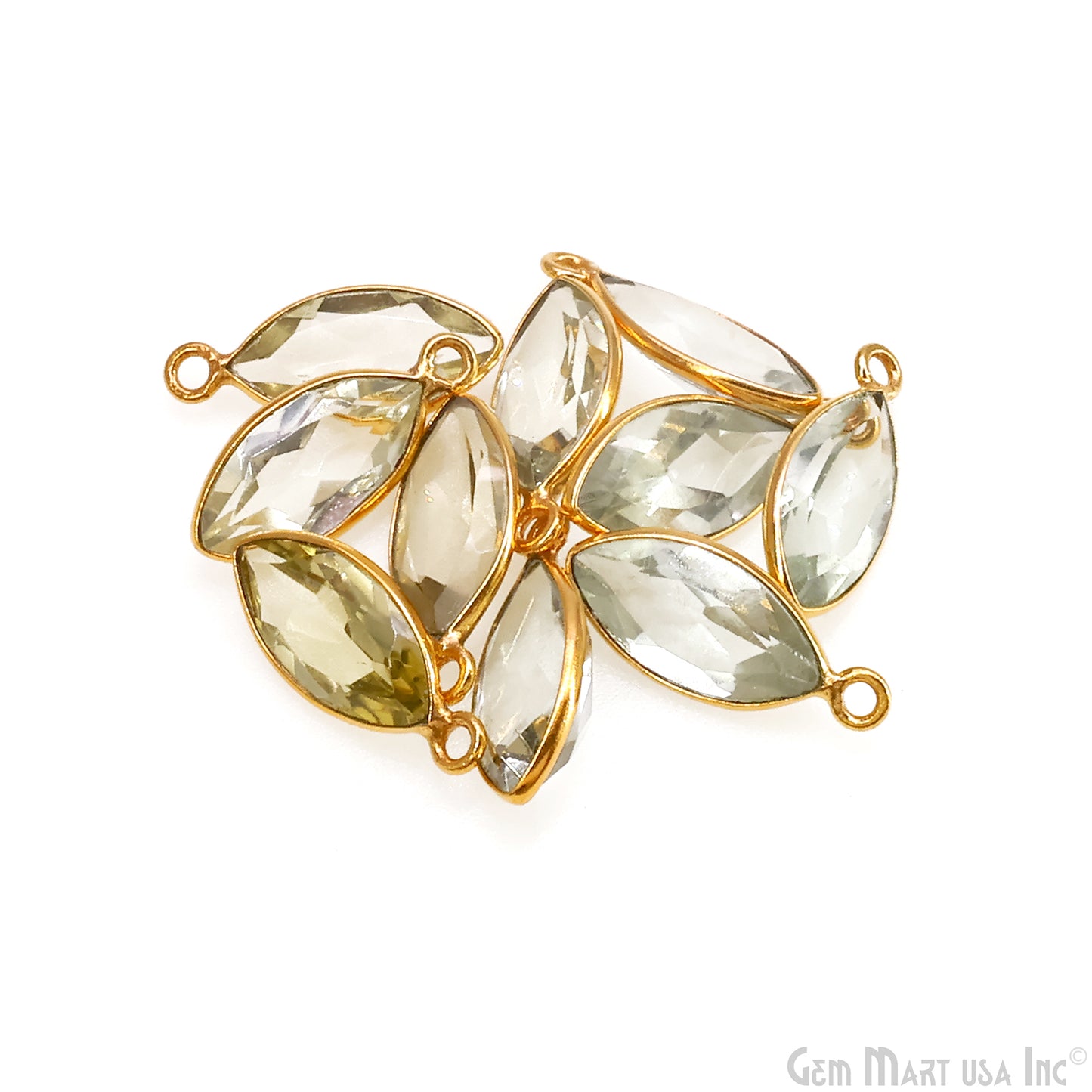 Marquise 7x14mm Brilliant Cut Gold Plated Bezel Single Bail Connector