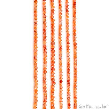 Shaded Carnelian Faceted Round Drilled Beads 5-7mm Waist Beads, Rondelle Bead Strand 13 Inch