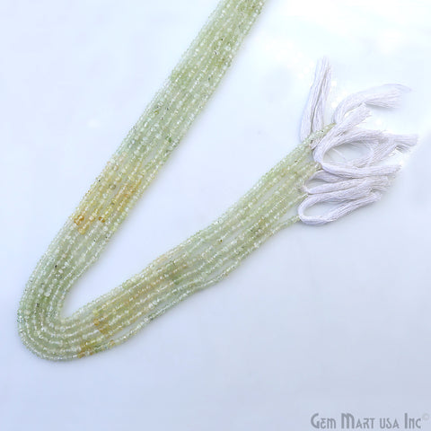 Prehnite Rondelle Beads, 13 Inch Gemstone Strands, Drilled Strung Nugget Beads, Faceted Round, 3-4mm