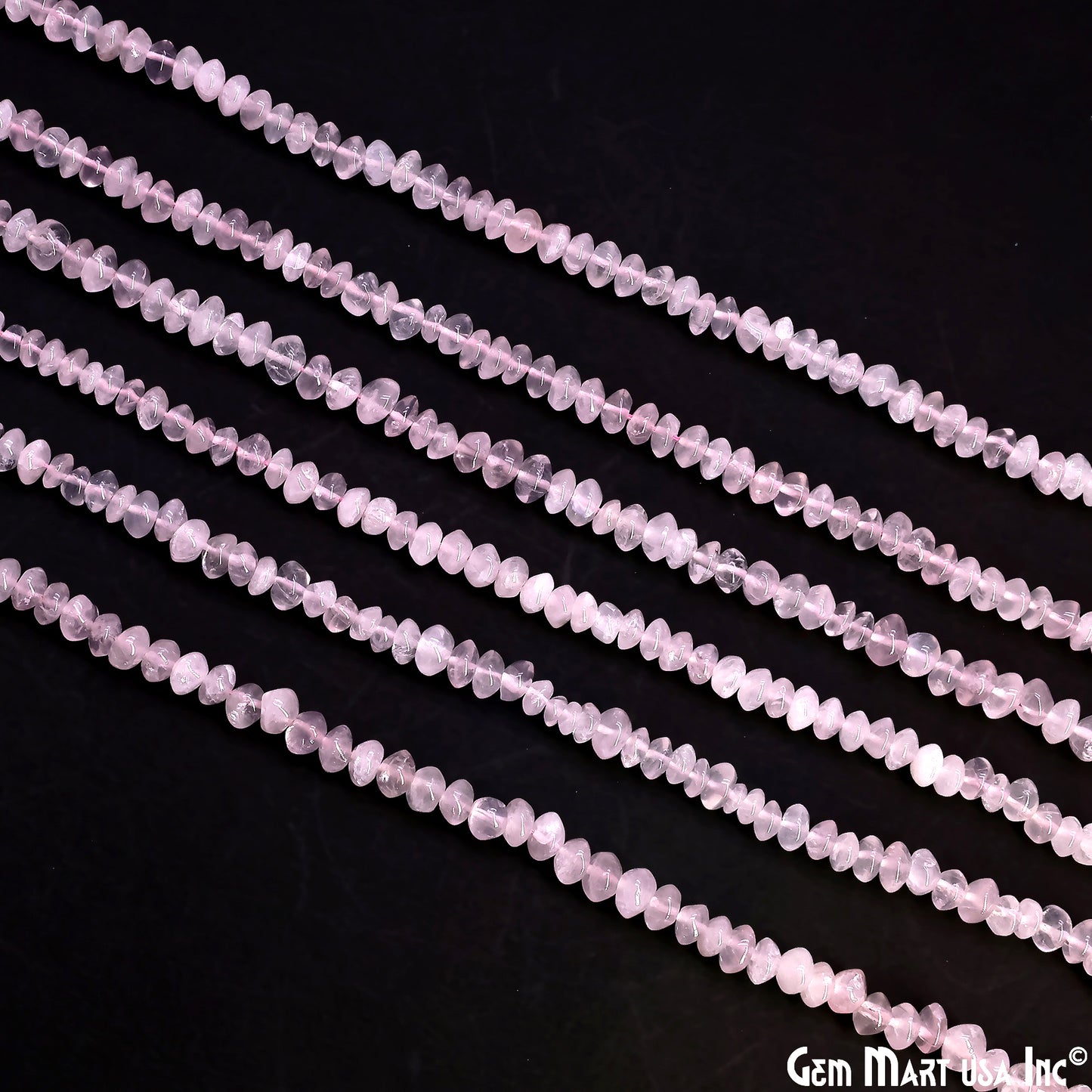 Rose Quartz Smooth Round Drilled Beads 4-6mm Waist Beads, Rondelle Bead Strand 13 Inch