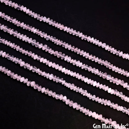 Rose Quartz Smooth Round Drilled Beads 4-6mm Waist Beads, Rondelle Bead Strand 13 Inch