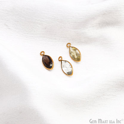 Marquise 6x12mm Brilliant Cut Gold Plated Bezel Single Bail Connector