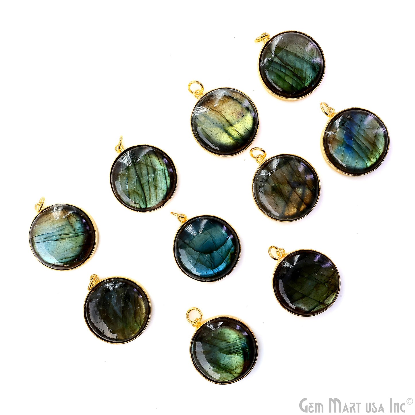 Round 30x26mm Cabochon Gold Plated Single Bail Gemstone Connector