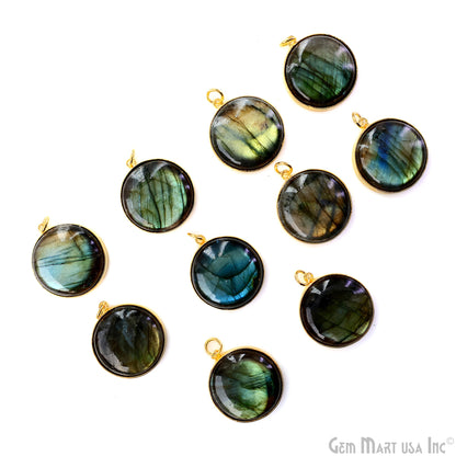 Round 30x26mm Cabochon Gold Plated Single Bail Gemstone Connector