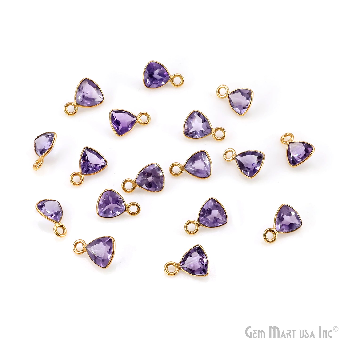 Amethyst Trillion 6mm Brilliant Cut Gold Plated Bezel Single Bail Gemstone Connector