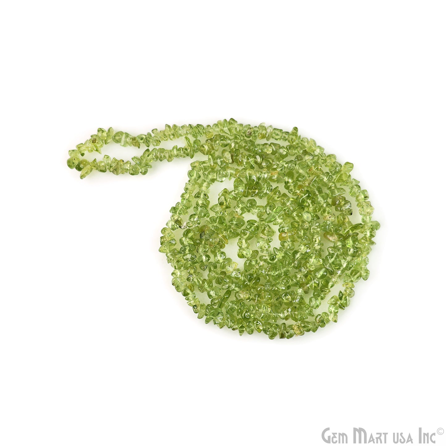 Peridot Chip Beads, 34 Inch, Natural Chip Strands, Drilled Strung Nugget Beads, 3-7mm, Polished, GemMartUSA (CHPD-70001)