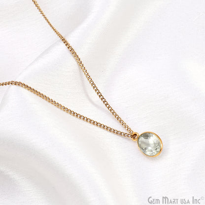 Oval 8x10mm Brilliant Cut Gold Plated Bezel Single Bail Connector