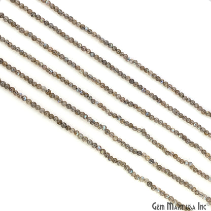 Labradorite Smooth Round Drilled Beads 3-4mm Waist Beads, Rondelle Bead Strand 14 Inch