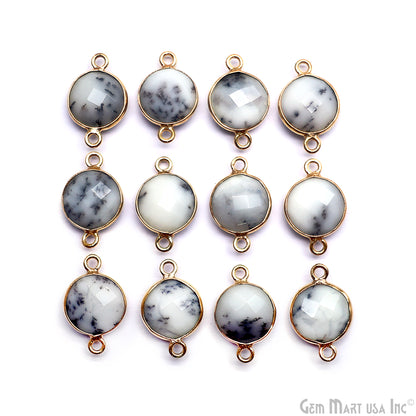 Round 10mm Double Bail Gold Bezel Gemstone Connectors
