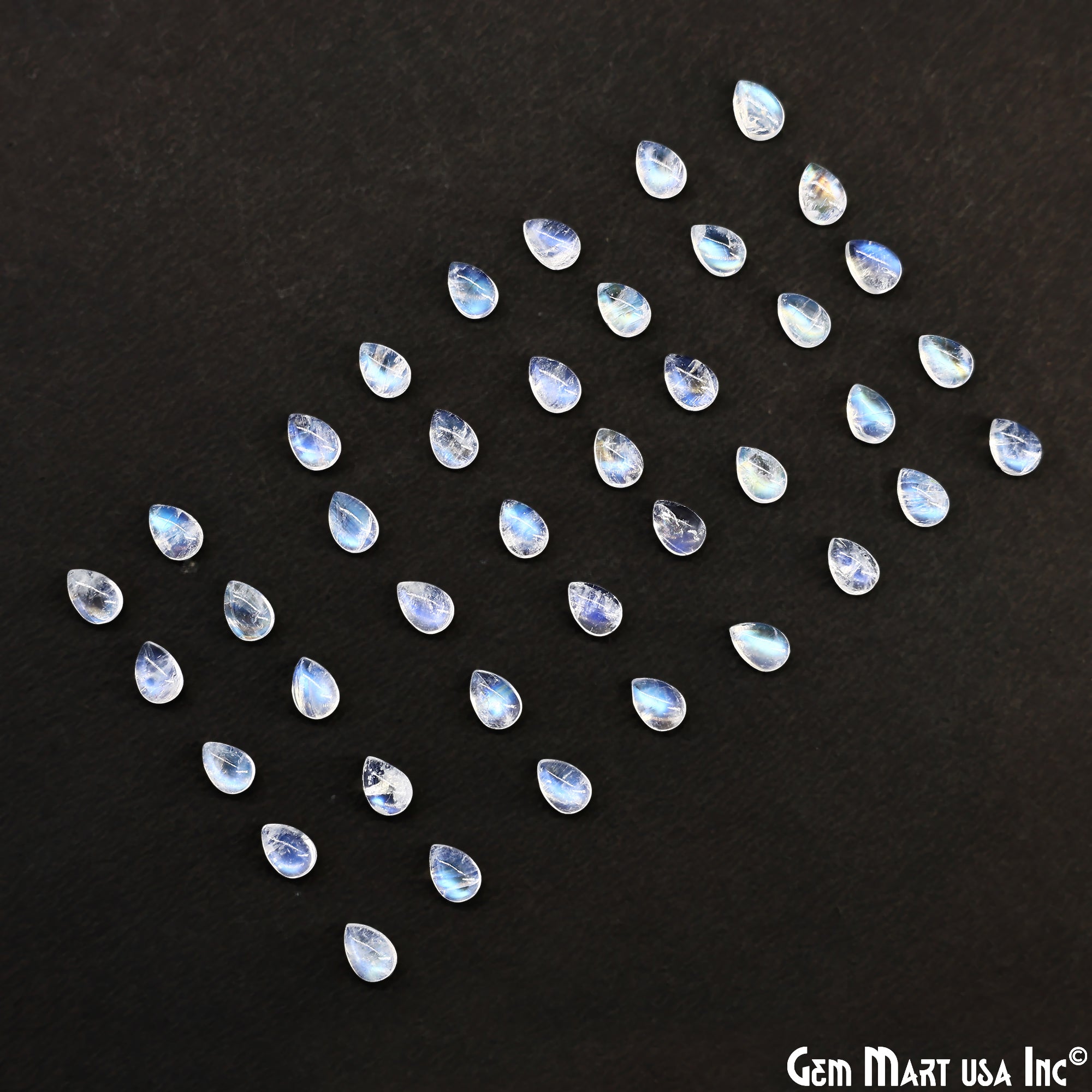 5Ct Rainbow Moonstone Pears Cabochon AAA+ Quality Blue Flash Tiny Gems 5x7mm