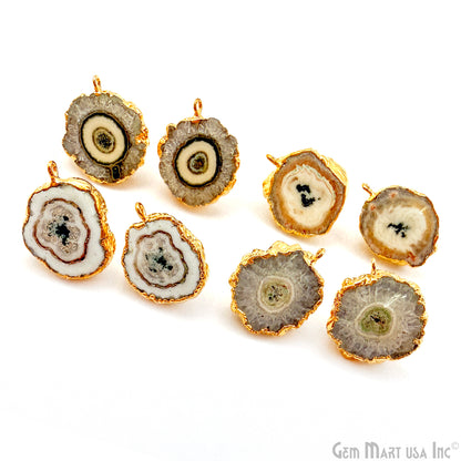 DIY Agate Slice Geode Druzy 13x19mm Gold Electroplated Loop Connector Studs Earrings