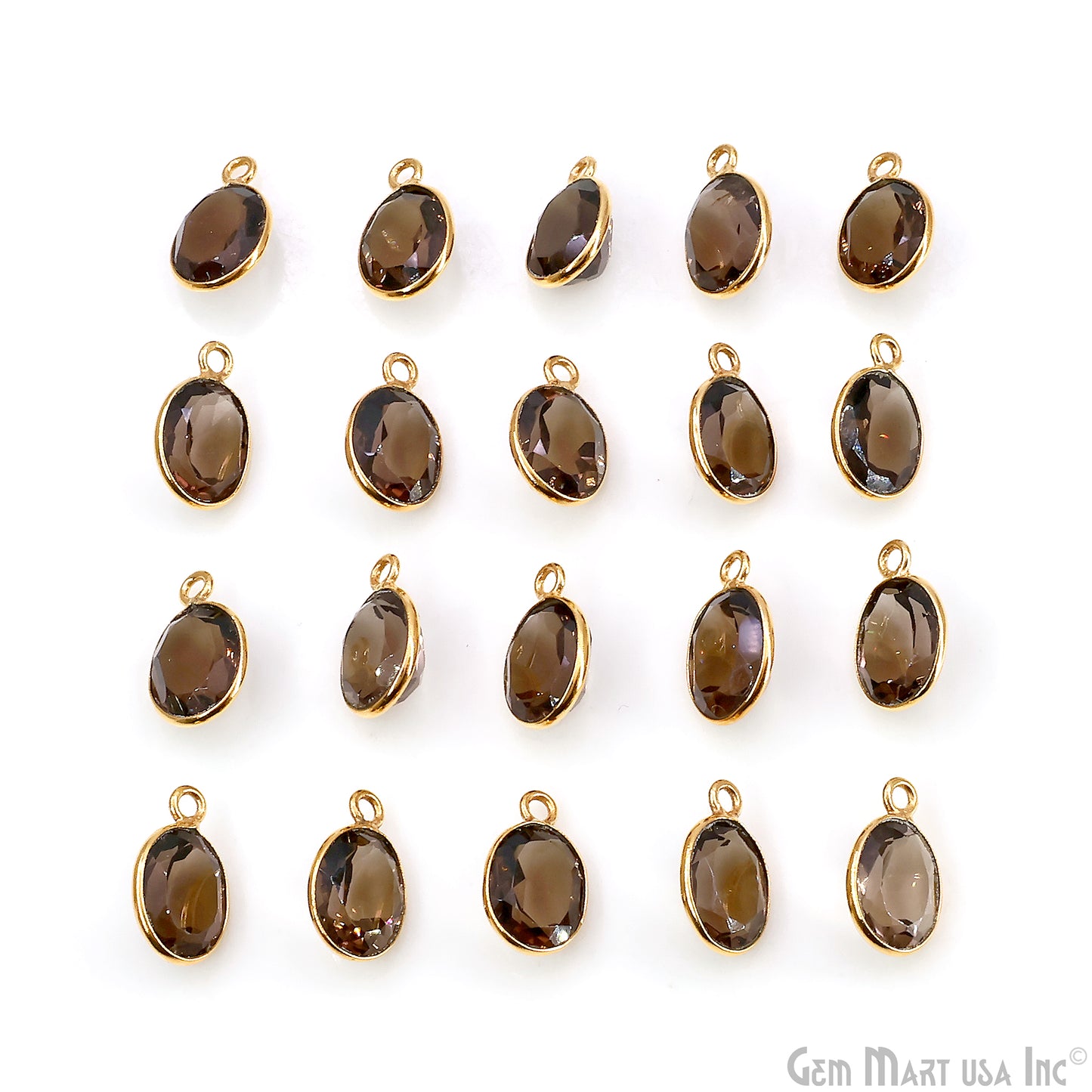 Oval 8x10mm Brilliant Cut Gold Plated Bezel Single Bail Connector