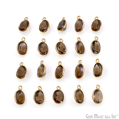 Oval 8x10mm Brilliant Cut Gold Plated Bezel Single Bail Connector