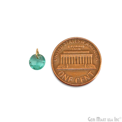 Round Faceted 8x6mm Gold Plated Single Bail Wire Loop Glass Stone Pendant Connector Charm