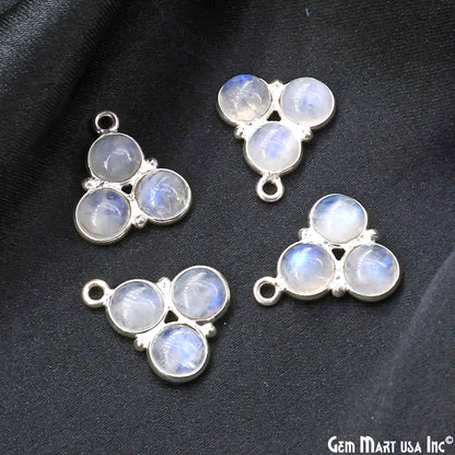 Rainbow Moonstone Gemstone 16x13mm Prong Setting Silver Plated Component Connector
