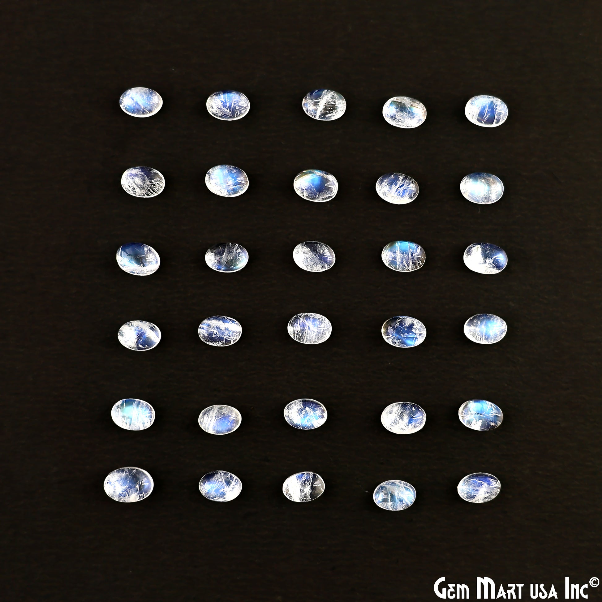 Rainbow Moonstone Wholesale Gemstones, 100% Natural Semi-Precious Gems, Rainbow Cabochons Loose Gems, 7x5mm, Oval, 5 Carats