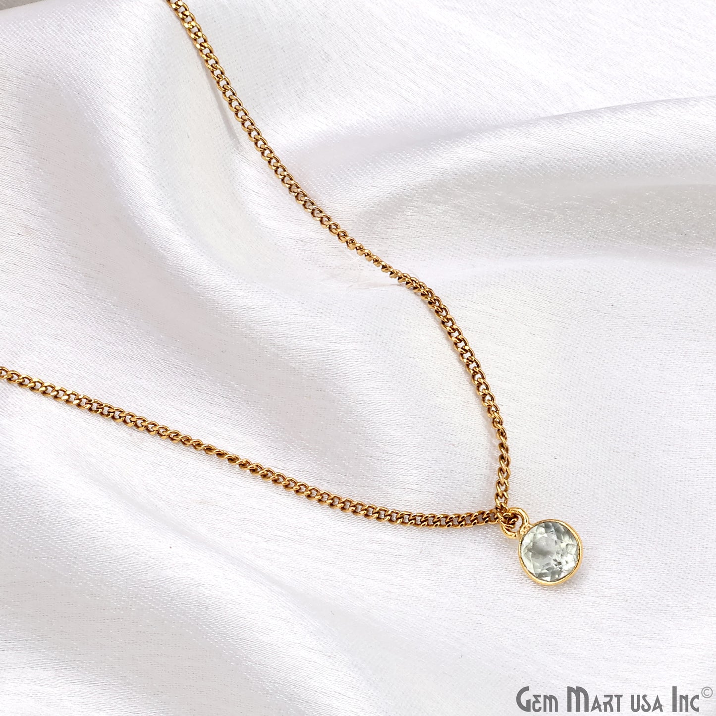 Round 7mm Brilliant Cut Gold Plated Bezel Single Bail Gemstone Connector