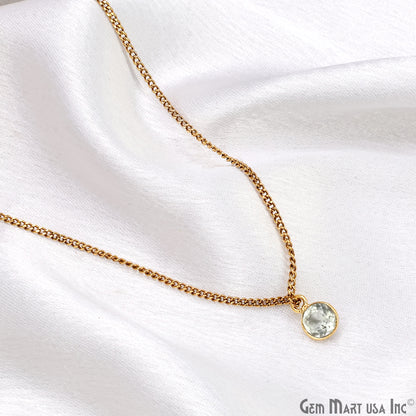 Round 7mm Brilliant Cut Gold Plated Bezel Single Bail Gemstone Connector