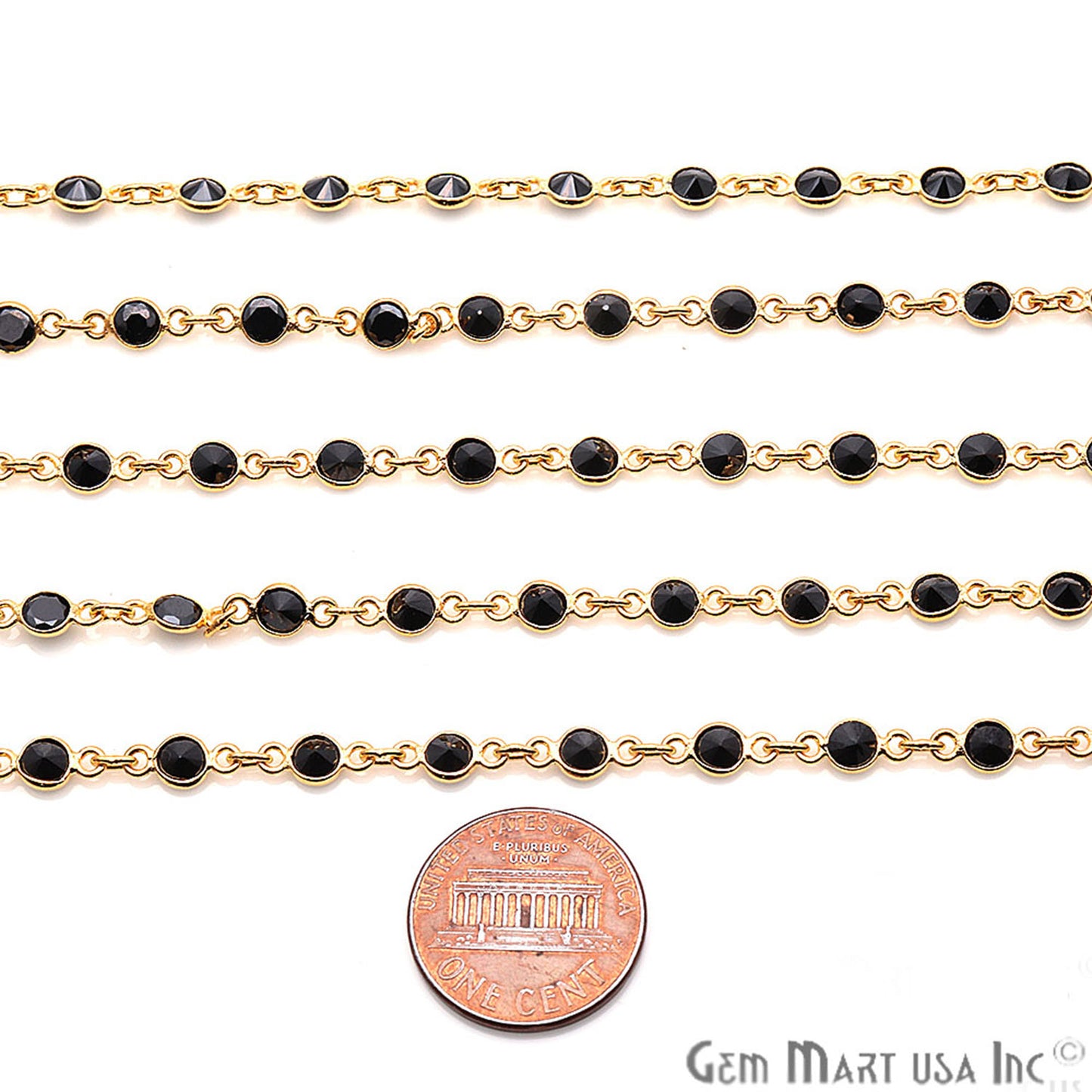 Zircon Finding Chain 4mm Round Gold Plated Bezel Continuous Connector Chain, DIY Necklace Chain, 1 foot, GemMartUSA