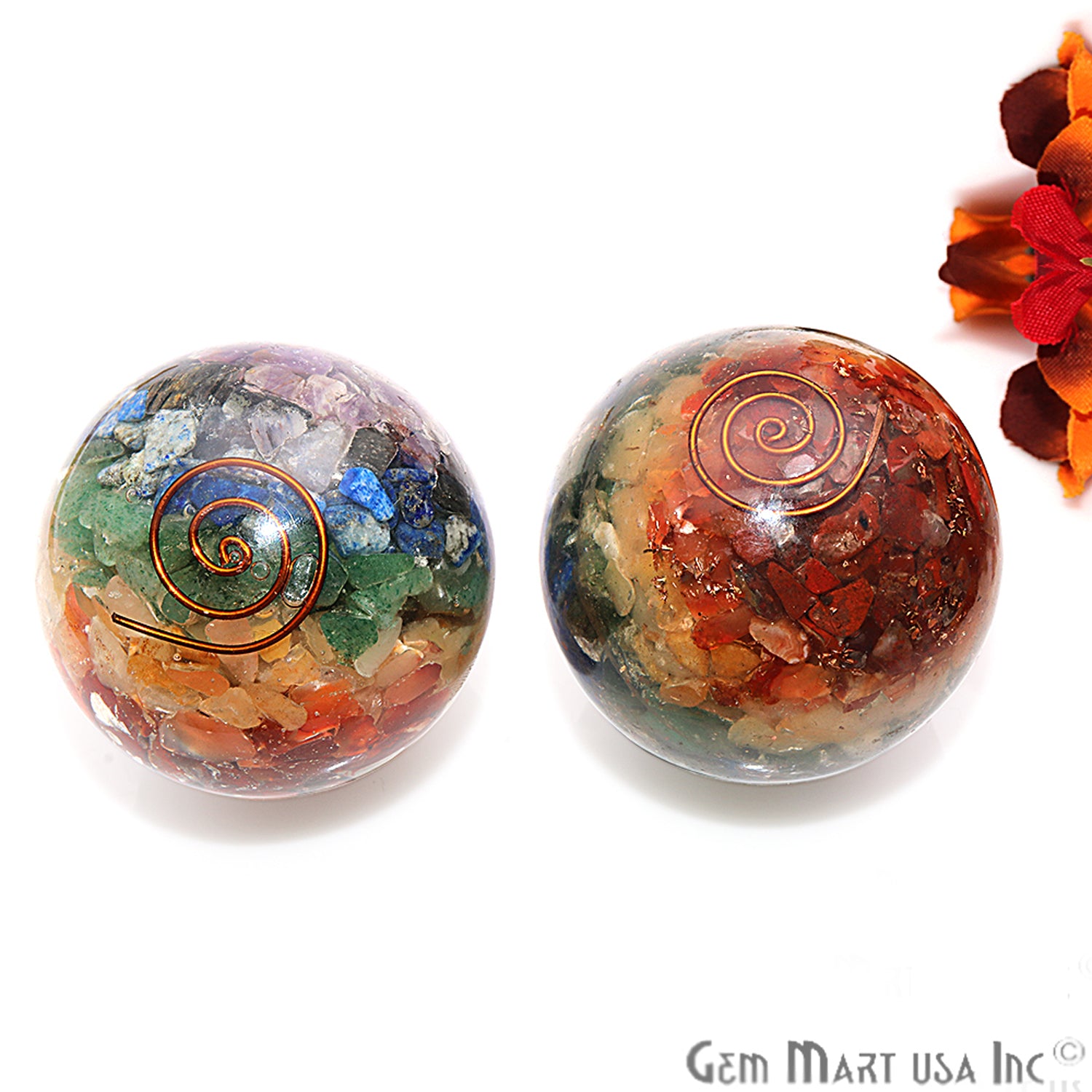 Seven Chakra Healing Gemstone Sphere 2" - Reiki Meditation Ball, Chakra ...