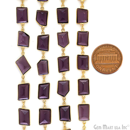 Amethyst 10-15mm Free Form Gold Plated Bezel Continuous Connector Chain