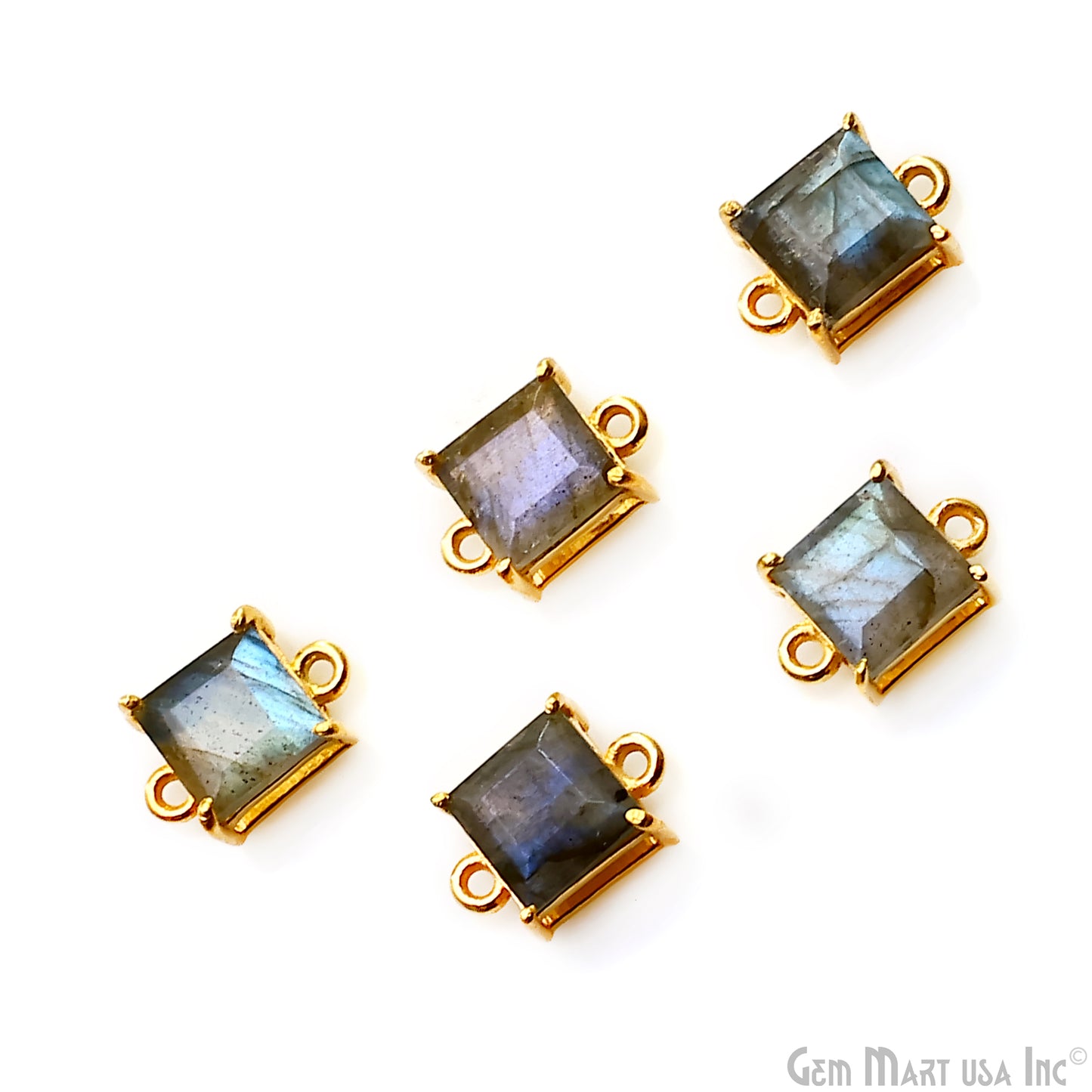 Labradorite Prong Setting Gold Plated Flashy Gemstone Connector