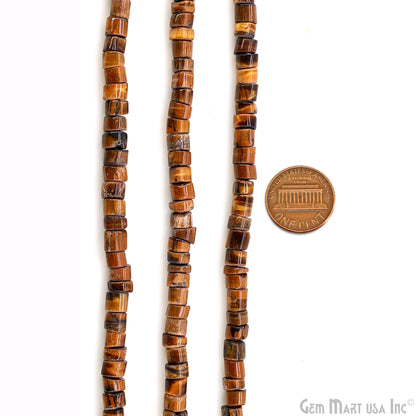 Tiger Eye Smooth Tyre Drilled Beads 5-6mm Waist Beads, Rondelle Bead Strand 14 Inch