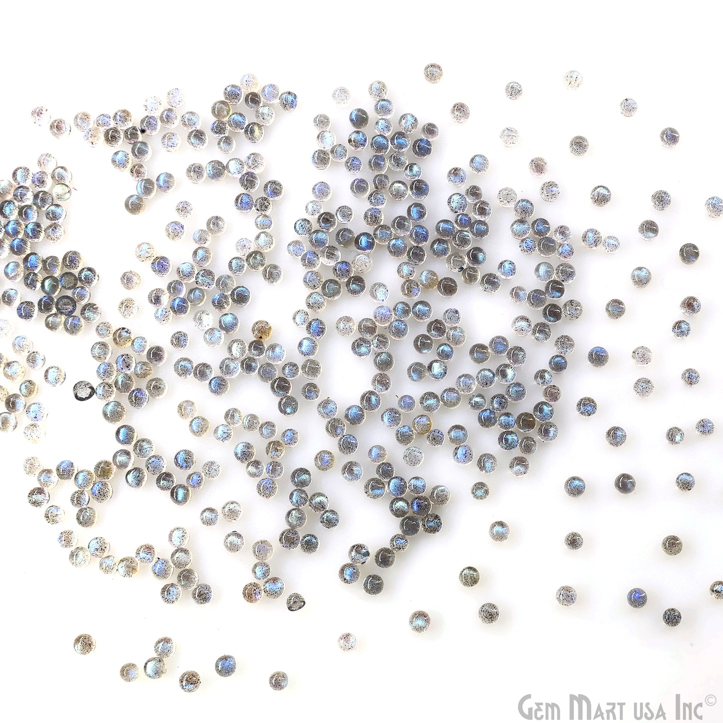 Labradorite Wholesale Gemstones, 100% Natural Semi-Precious Gems, Blue Flash Cabochon Loose Gems, 3mm, Round, 10PC Lot