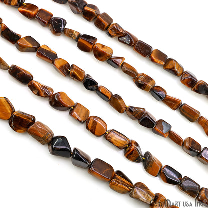 Tiger Eye Tumble Beads Free Form Drilled Beads 7-10X13-18mm Waist Beads, Rondelle Bead Strand 14 Inch