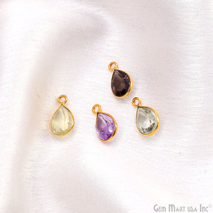 Pears 7x10mm Brilliant Cut Gold Plated Bezel Single Bail Connector