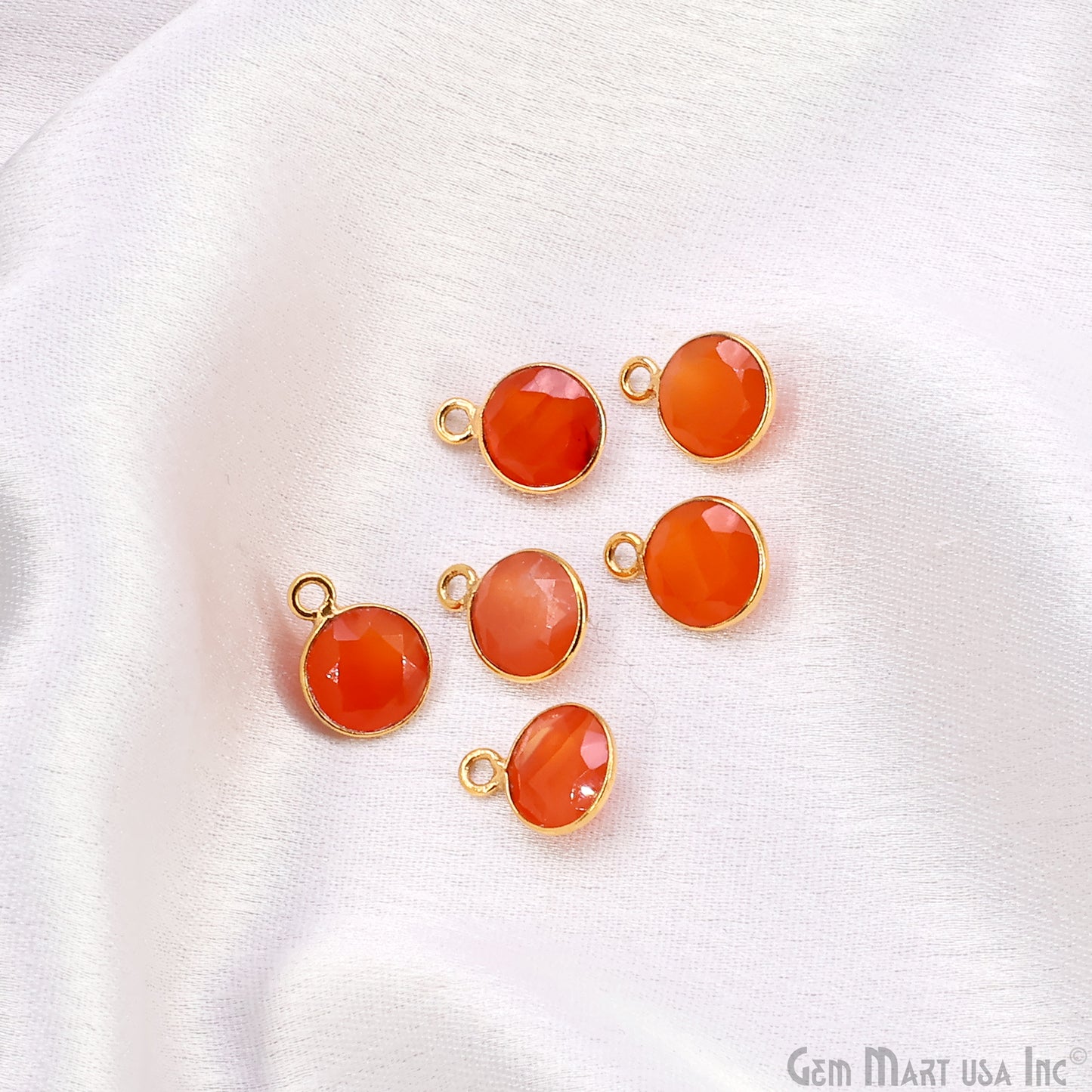 Round 8mm Brilliant Cut Gold Plated Bezel Single Bail Gemstone Connector