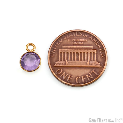 Round 6mm Brilliant Cut Gold Plated Bezel Single Bail Gemstone Connector