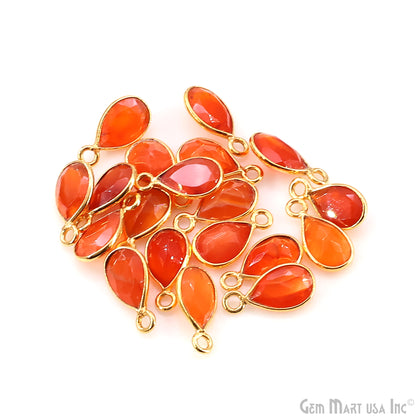 Pears 6x9mm Brilliant Cut Gold Plated Bezel Single Bail Gemstone Connector