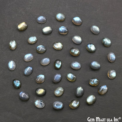 Labradorite Wholesale Gemstones, 100% Natural Semi-Precious Gems, Blue Flash Cabochon Loose Gems, 7x9mm, Oval, 4PC Lot