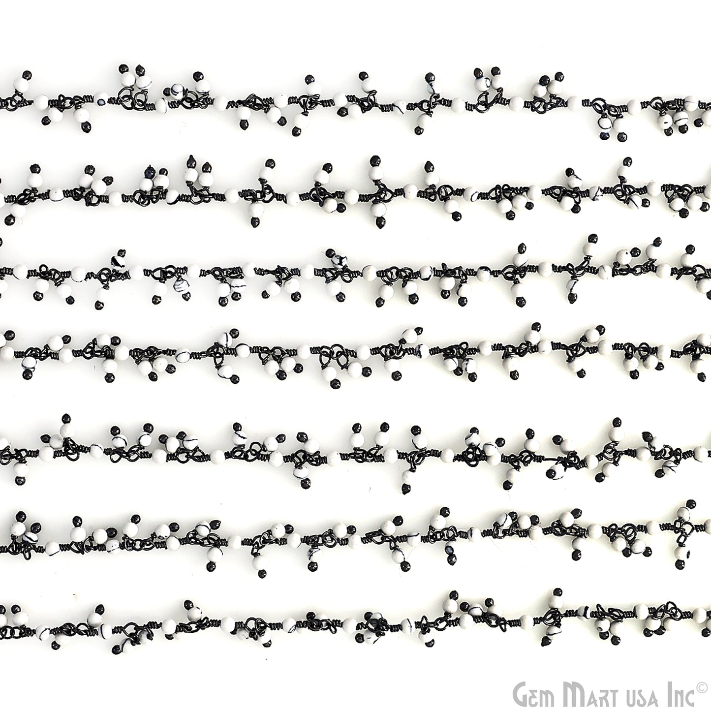 Howlite Cabochon Beads 2-2.5mm Oxidized Gemstone Rosary Chain