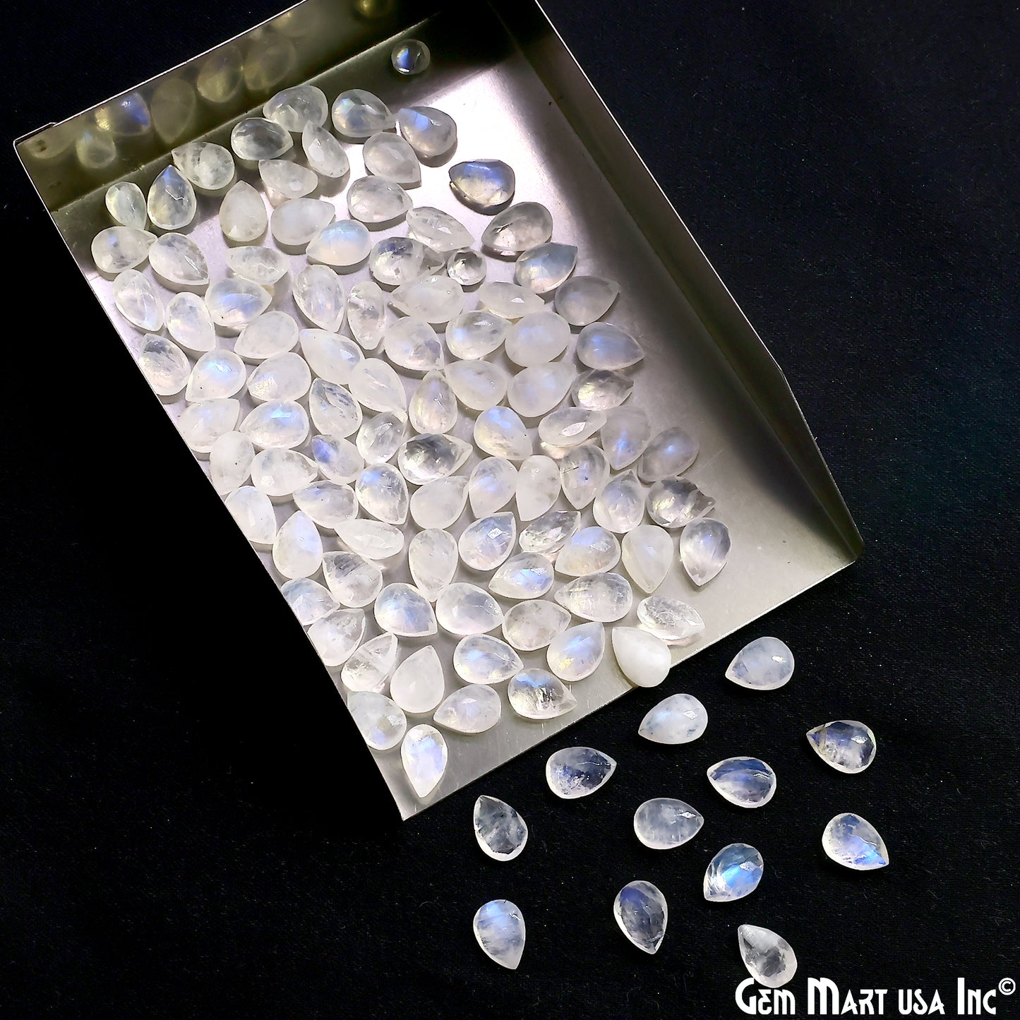 Rainbow Moonstone Wholesale Gemstones, 100% Natural Semi-Precious Gems, Rainbow Cabochons Loose Gems, 7x5mm, Pears, 10PC