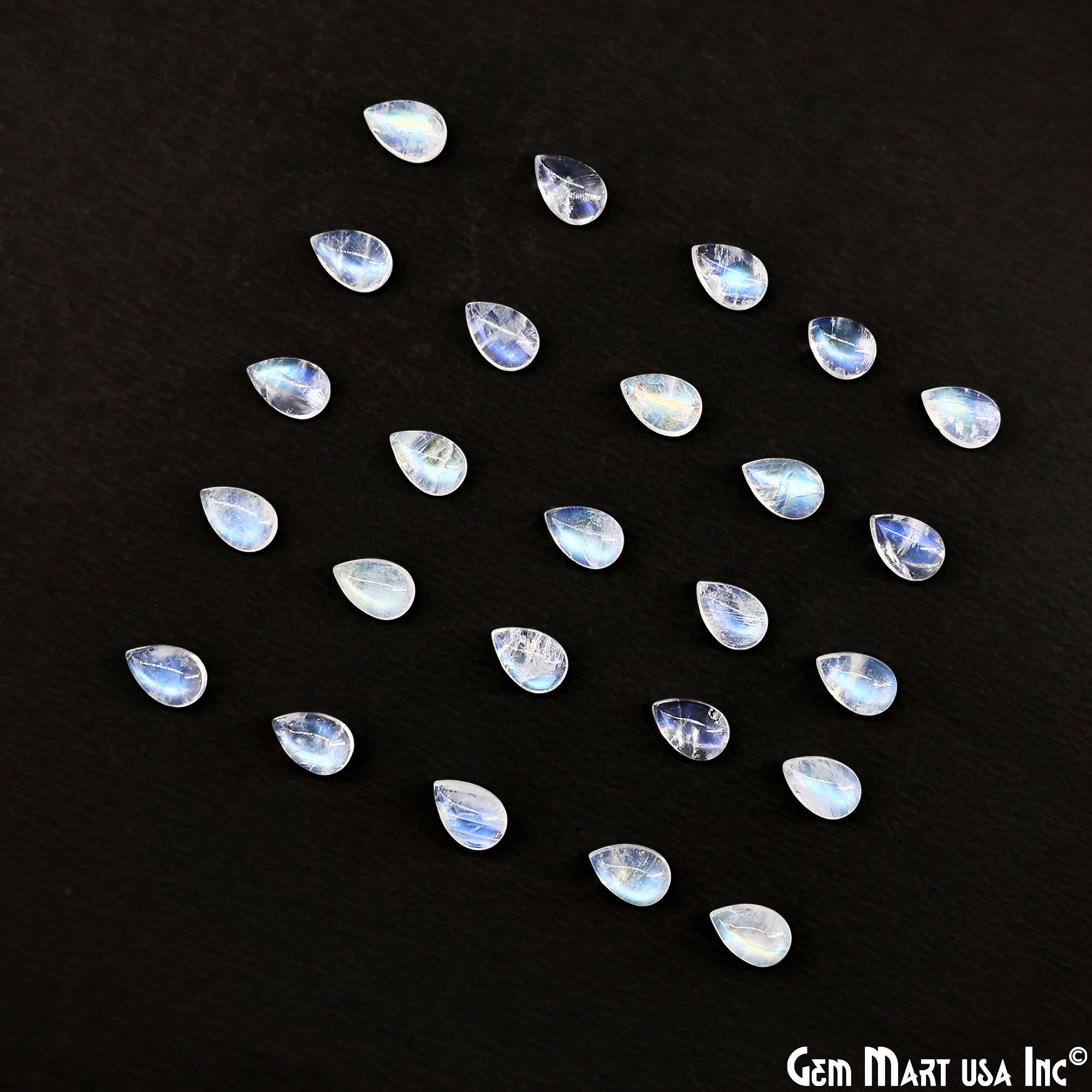 5Ct Rainbow Moonstone Pears Cabochon AAA+ Quality Blue Flash Tiny Gems 6x9mm